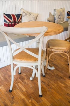 Single vintage white kitchen chair, stock photo