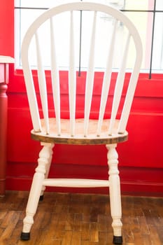 Single vintage white kitchen chair, stock photo