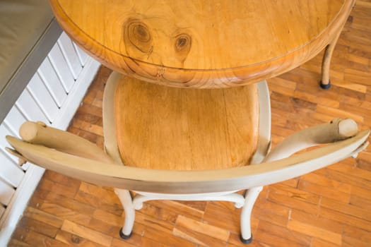 Single vintage white kitchen chair, stock photo