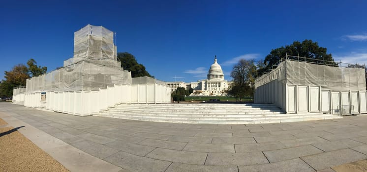 panoramic view of Capitol Hill in Washington during renovation for the new Presidente in October 2016
