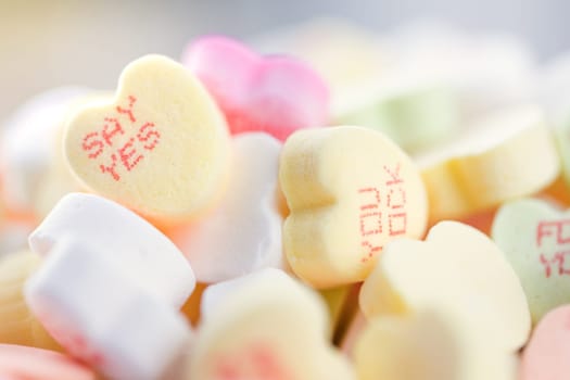 Heart shaped candies for Valentines Day