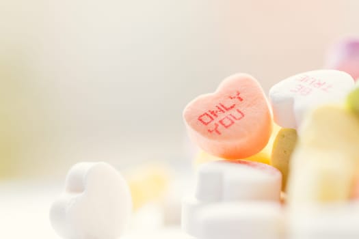 Heart shaped candies for Valentines Day
