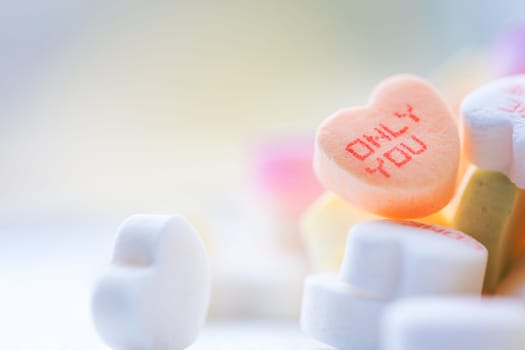 Heart shaped candies for Valentines Day
