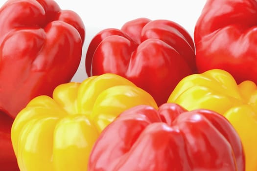 Image of red and yellow raw pepper