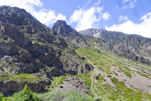 Photo of landscape with Russian Caucasus rockies