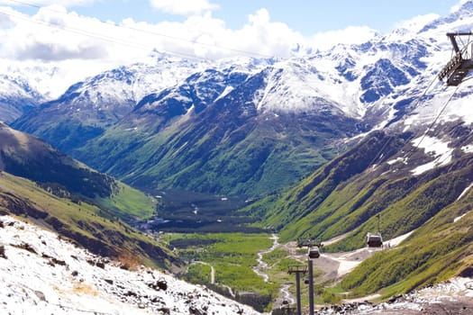 Photo of funicular in Caucasus mountains Russia