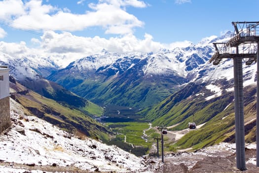 Photo of funicular in Caucasus mountains Russia