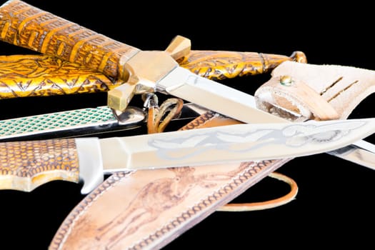 Photo of cold weapon on black background