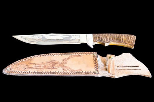 Photo of cold weapon on black background