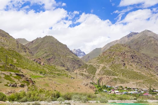 Photo of landscape with Russian Caucasus rockies