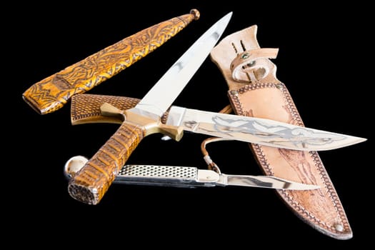 Photo of cold weapon on black background