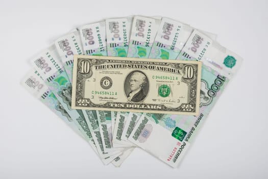 For a fan of banknotes one thousandth of Russian rubles bill is ten dollars usa