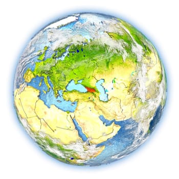 Georgia highlighted in red on planet Earth. 3D illustration isolated on white background. Elements of this image furnished by NASA.
