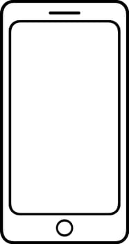Super simple smartphone with empty screen, vector graphic, element of infographics, webdesign icon, black and white, fully scalable