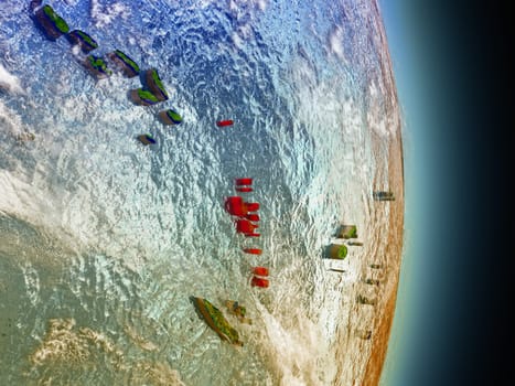 Model of Vanuatu from Earth's orbit in space. 3D illustration with highly detailed realistic planet surface and clouds in the atmosphere. Elements of this image furnished by NASA.