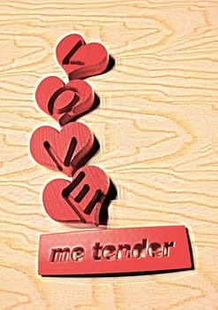 Dimensional inscription LOVE me tender on background. 3D rendering.