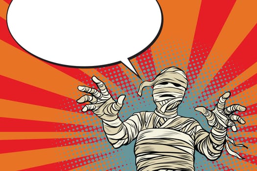 Vintage Egyptian mummy horror movie and Halloween, pop art retro vector illustration