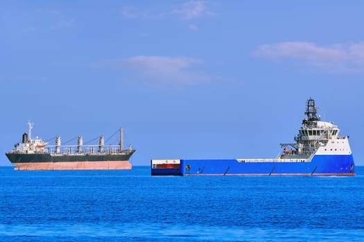 Cargo Ships at Anchorage in Black Sea