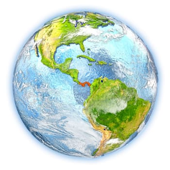 Panama highlighted in red on planet Earth. 3D illustration isolated on white background. Elements of this image furnished by NASA.