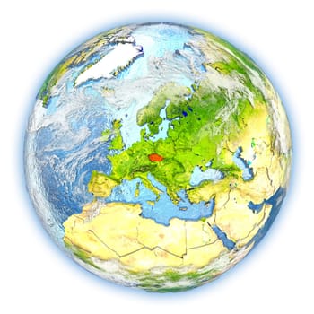 Czech republic highlighted in red on planet Earth. 3D illustration isolated on white background. Elements of this image furnished by NASA.