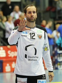 Goalkeeper Silvio Heinevetter (Füchse Berlin) at the DKB Handball-Bundesliga-Punktspiel 2016-2017,SC Magdeburg vs Füchse Berlin