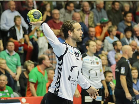 Goalkeeper Silvio Heinevetter (Füchse Berlin) at the DKB Handball-Bundesliga-Punktspiel 2016-2017,SC Magdeburg vs Füchse Berlin