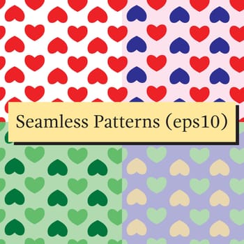 Vector seamless pattern with nice hearts on background.