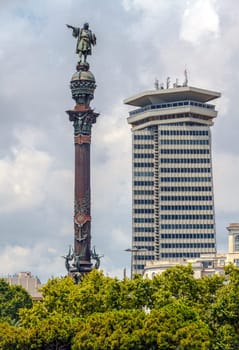 Columbus Monument is one of the most famous statues in the city of Barcelona (Spain)