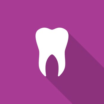 Tooth icon with long shadow. Vector illustration EPS 10