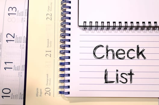 Check list text concept write on notebook