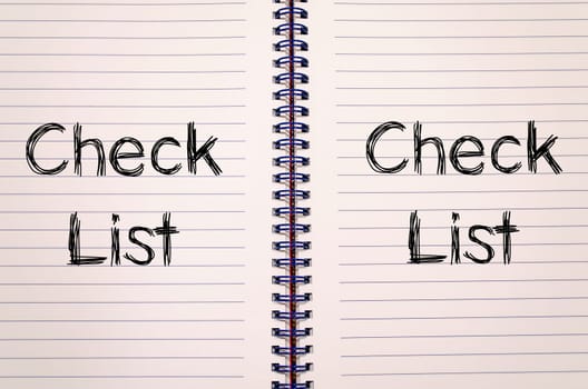 Check list text concept write on notebook