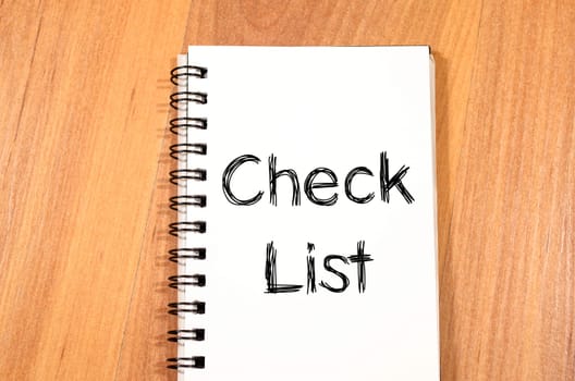 Check list text concept write on notebook