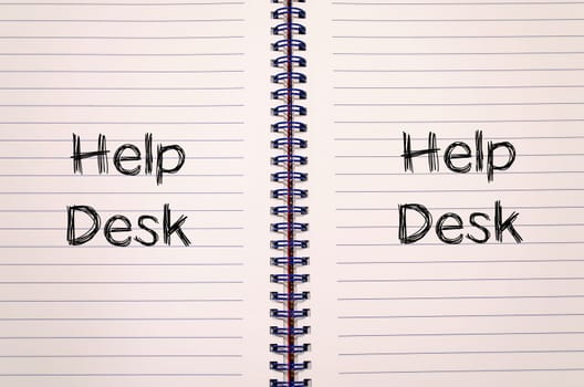 Help desk text concept write on notebook