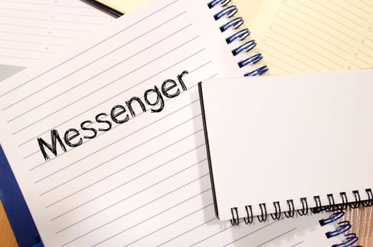 Messenger text concept write on notebook