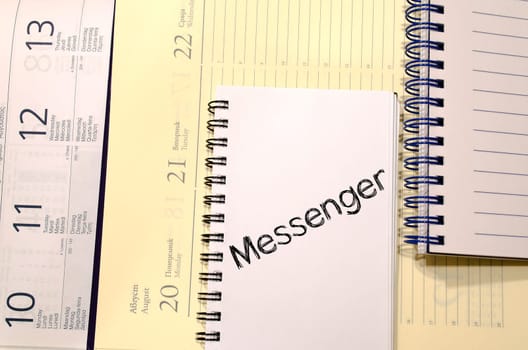 Messenger text concept write on notebook