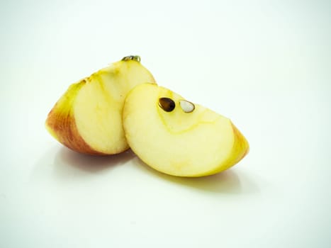 Head of red apple on white background