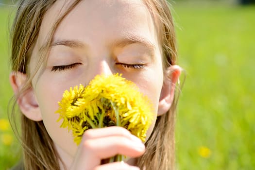 Girls with dandelions