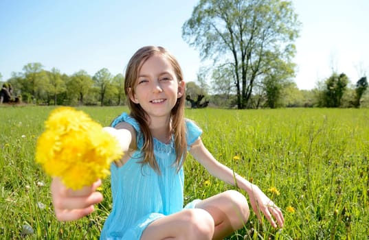 Girls with dandelions