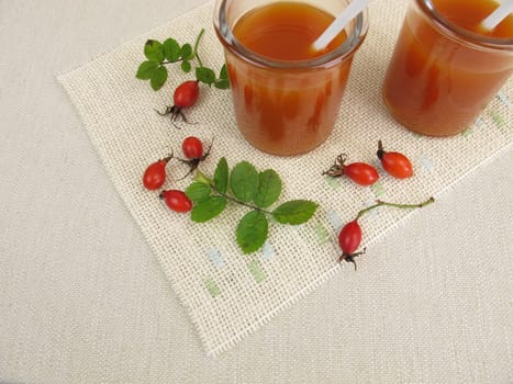 Rosehip soup in a glass