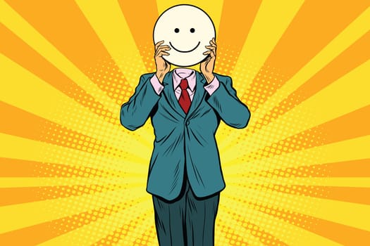 Joy smile. Man smiley Emoji face. Vintage pop art retro comic book vector illustration