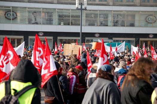 Strike of the public sector (schools,day-care centres,offices) in Berlin at Alexanderplatz on 12.02.2017