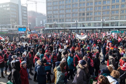 Strike of the public sector (schools,day-care centres,offices) in Berlin at Alexanderplatz on 12.02.2017