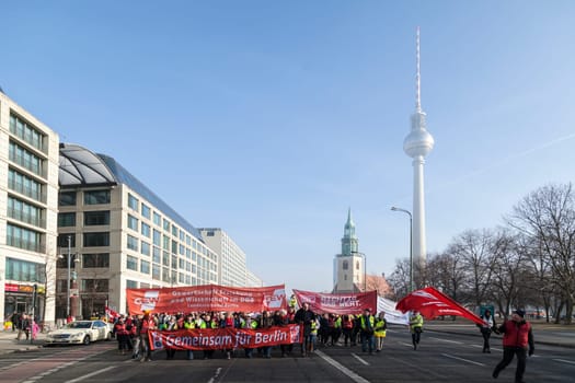Strike of the public sector (schools,day-care centres,offices) in Berlin at Alexanderplatz on 12.02.2017
