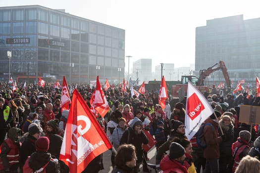 Strike of the public sector (schools,day-care centres,offices) in Berlin at Alexanderplatz on 12.02.2017