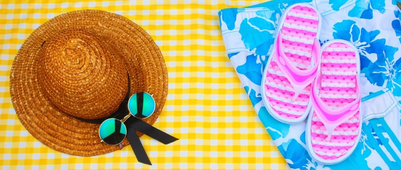 Beach Time Summer Travel Kit featuring sleepers, bikini, radio, sun lotion, lotion, hat & camera