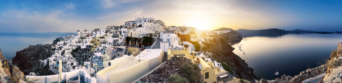 Panoramic view of Oia village on Santorini island, Greece.