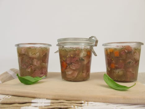 Homemade Sülze in a glass