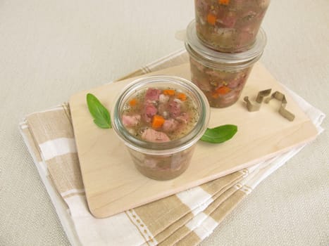 Homemade Sülze in a glass