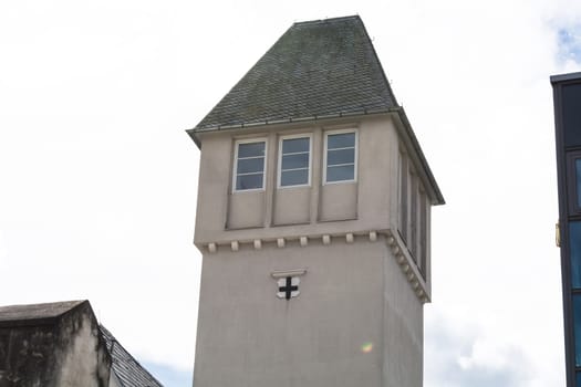 Bad Honnef,Germany - March 27,2016:. Tower on the former campus of the st anno business school of the school brothers in Bad Honnef in Germany on the Rhine.