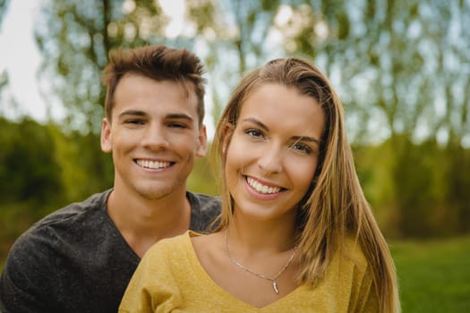 Portrait of a happy young couple in love